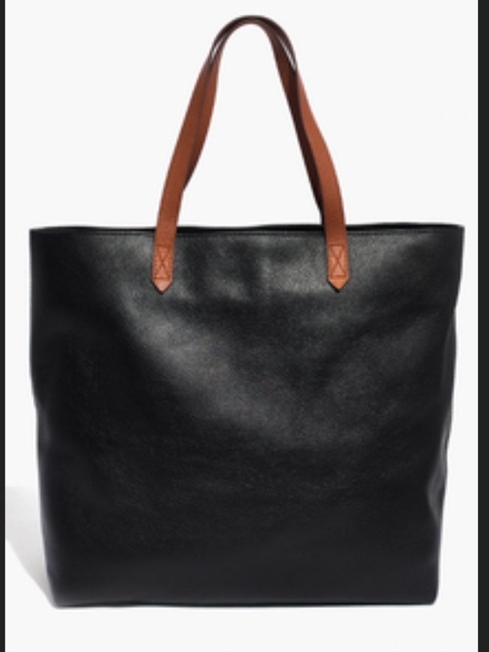 Madewell Black Tote with Brown Leather Handles